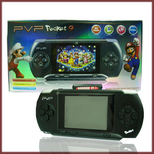 New 3" Screen PVP Pocket 9 Hand Held Game Console with 9999 Games - Color: Black