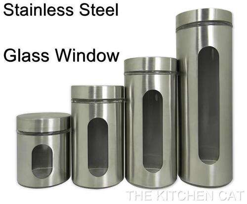 4PCS STAINLESS STEEL JAR SET WITH GLASS WINDOW!!!!