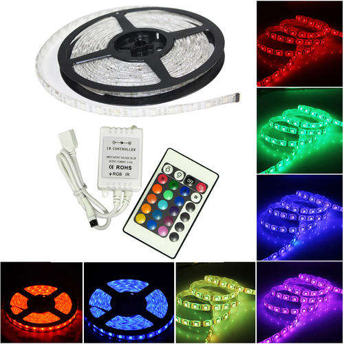 5 Meter Color Changing  Flexible LED Strip Kit + ir Remote Control + 12V power supply