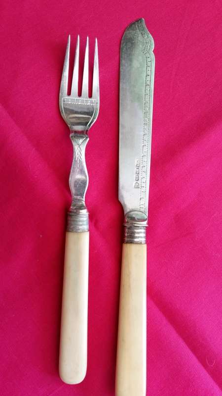 Vintage Bone Handle Fish Knife and Fork Set