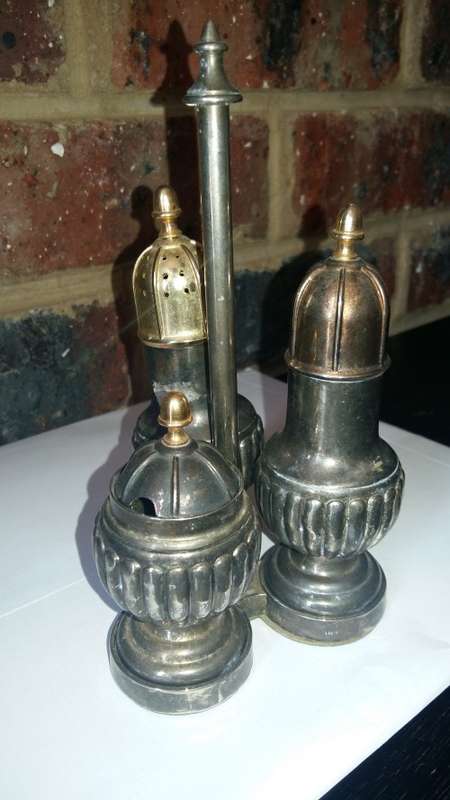 Lovely Vintage Set of Salt and Pepper Shakers and Mustard Pot