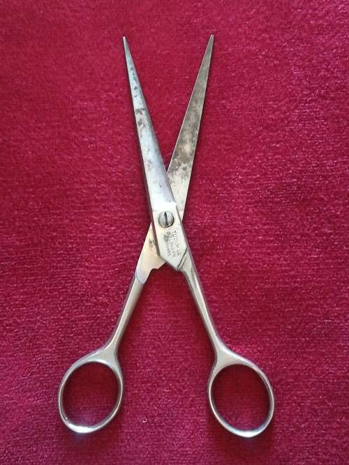 Old hairdressing Tuckmar Solingen Germany hair scissors. Stainless Steel