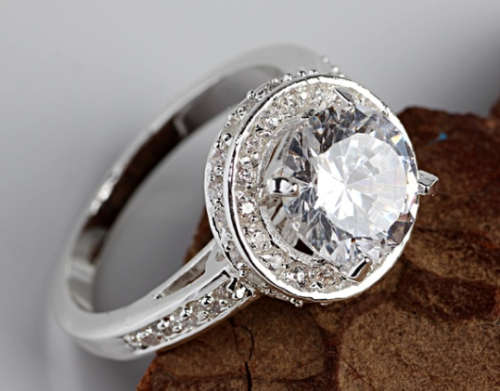 925 Silver Natural Gemstones White Sapphire Birthstone Bride Wedding Engagement Strange Ring