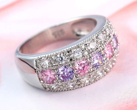 Princess 925 Silver Ring,Witness Love When amethyst meet pink sapphire,what a charming.