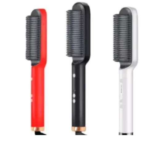 Electric Hair Brush Straightener Heating Comb - Red