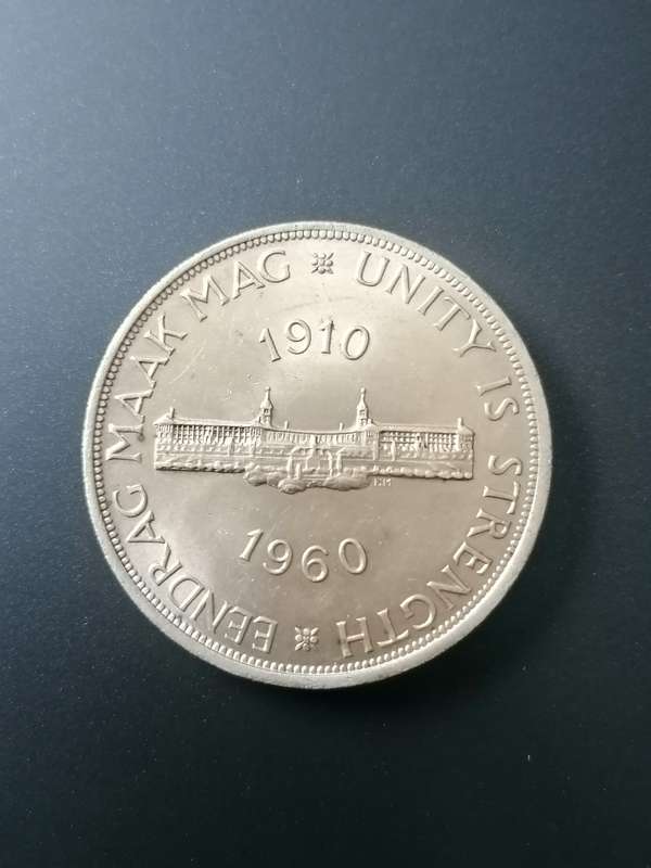 1960 SA Union 5 Shilling Crown Silver coin