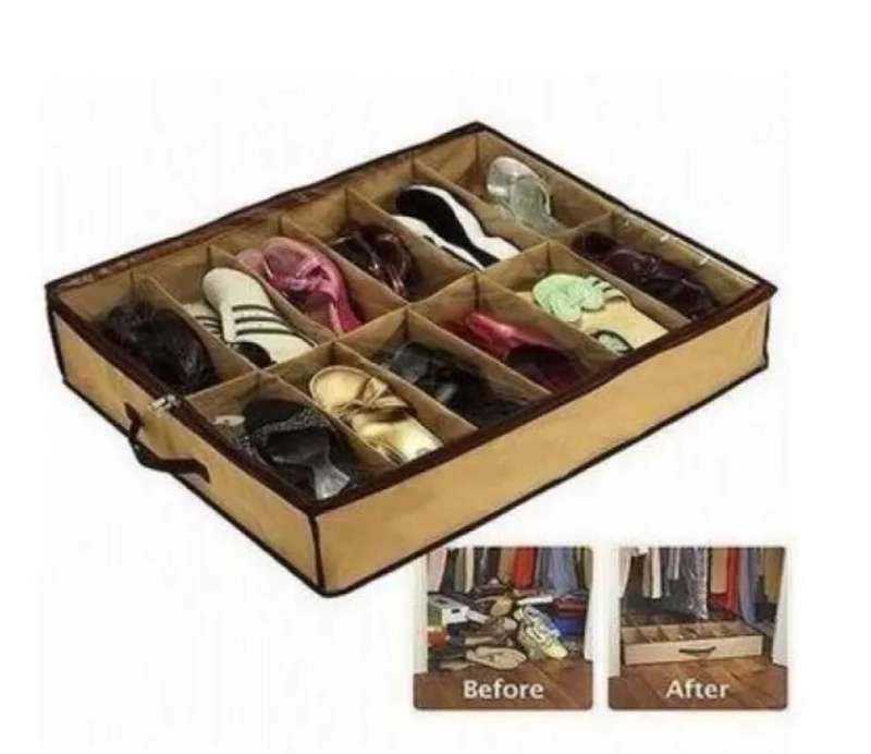 4 X 12 Pocket Organizer Holder Shoe Box  Under Bed Foldable Shoe Container Storage