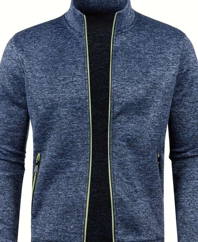 Elegant Mid Stretch Cardigan, Men`s Casual Full Zip Up Cardigan Sweater Coat For Fall Winter. (L)