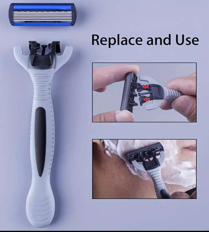 Special!! Men`s Manual Shaver Set, 2 Handle + 24 Blades, Safety Razor 6-Layers Stainless Steel
