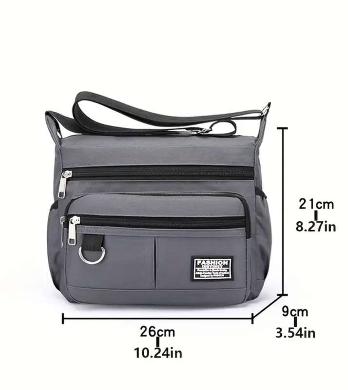 Fashion Multi Layer Crossbody Bag, Lightweight Nylon Shoulder Bag, Women`s Casual Handbag & Purse