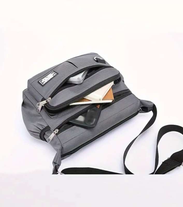 Fashion Multi Layer Crossbody Bag, Lightweight Nylon Shoulder Bag, Women`s Casual Handbag & Purse