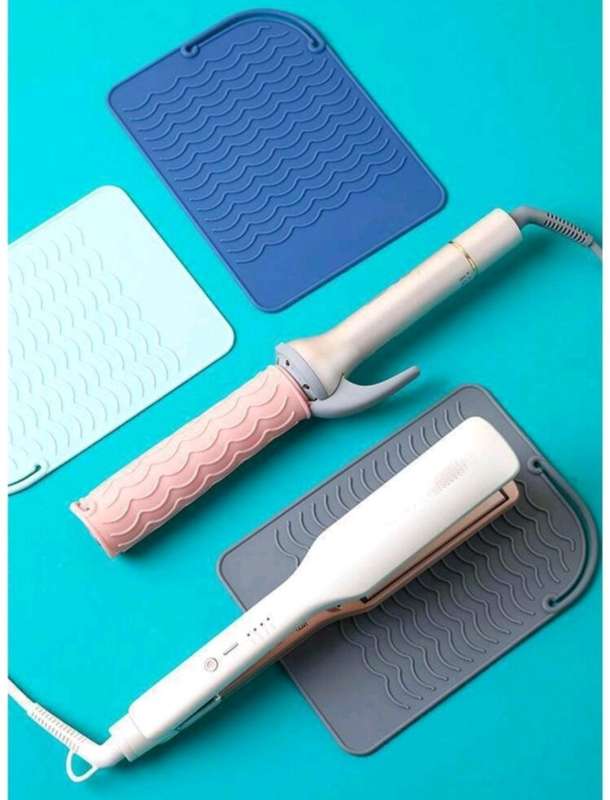 1pc Silicone Heat-Resistant Mat For Hair Curling Rod - BLACK
