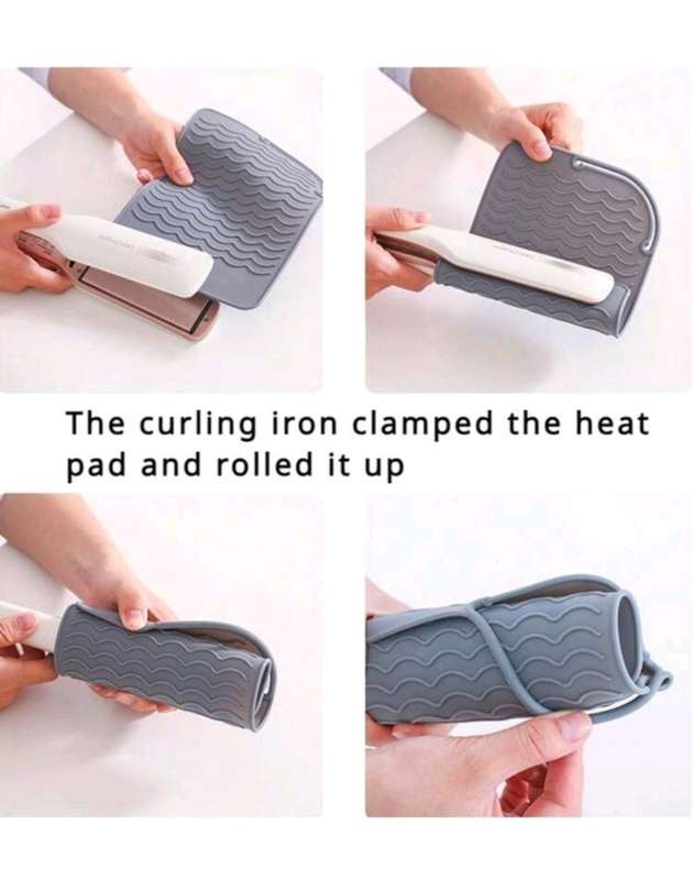 1pc Silicone Heat-Resistant Mat For Hair Curling Rod - GREY
