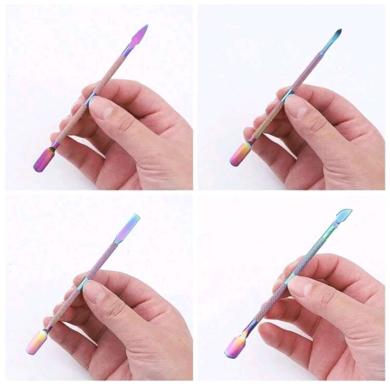 4pcs Nail Art Cuticle Pusher Set Double-Ended Stainless Steel Peeler Scraper Gel Nail Polish Remover