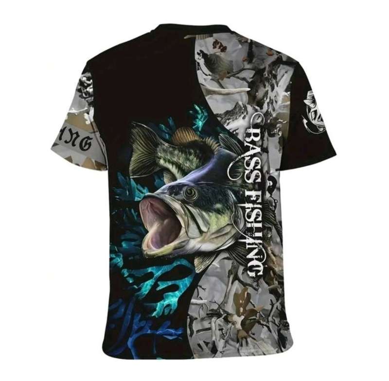 This weekend only!!! Men 3D Fishing Print Short Sleeve Round Neck T-Shirt, Summer Outdoor Sport (M)