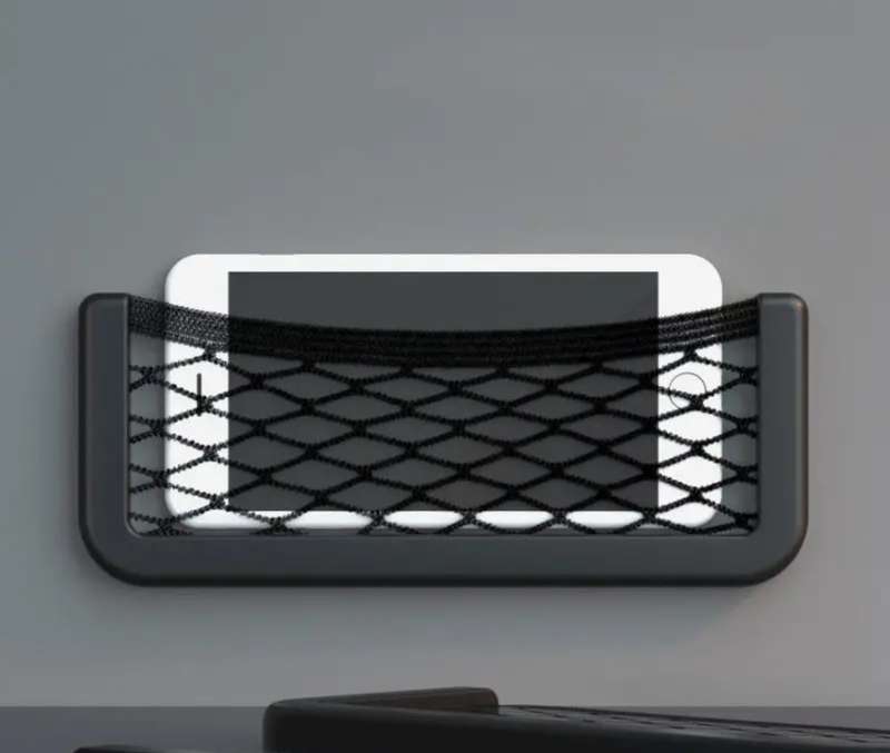 2pc Car Sundries Items Storage Organizer, Mesh Adhesive Car Storage Bag
