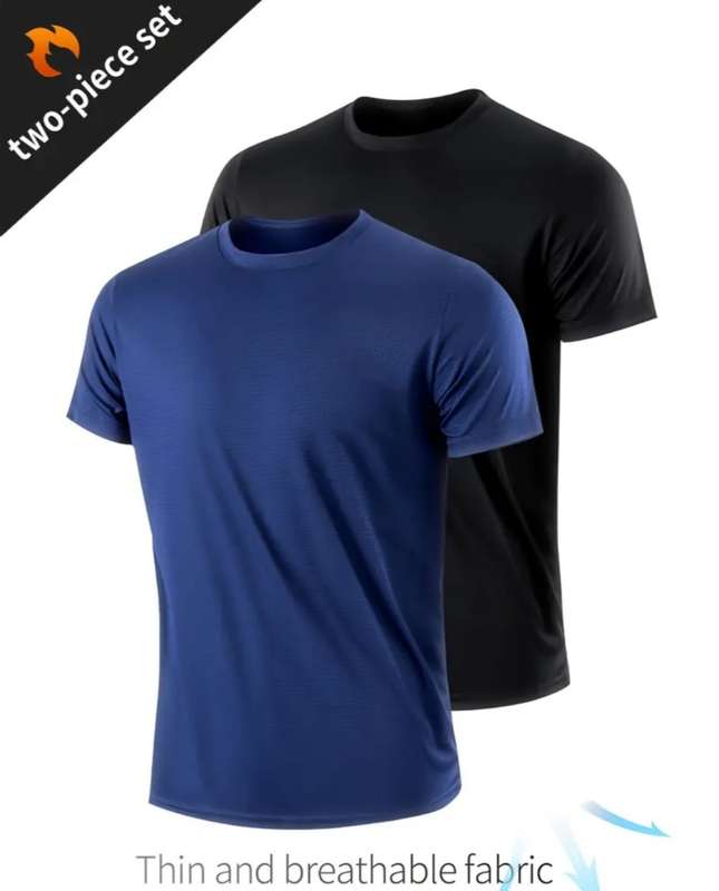 2-Piece Set Quick-drying Men`s Running Casual Fitness Sports T-shirt (S)