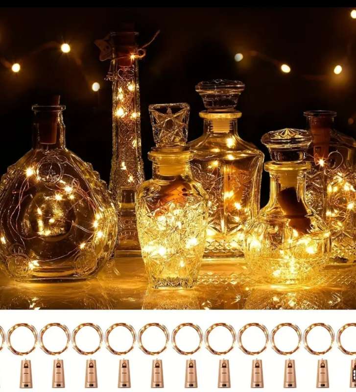12 Pack Wine Bottle String Lights, With Switch, 6.6Ft 20 LED Bottle Light, Universal Size