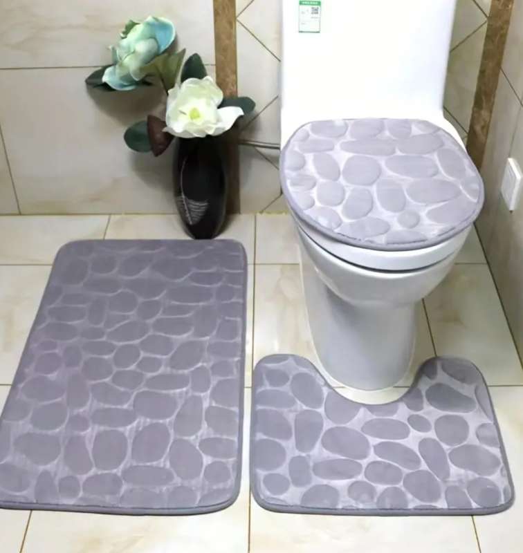 3-Piece Soft & Comfortable Flannel Bathroom Mats Set