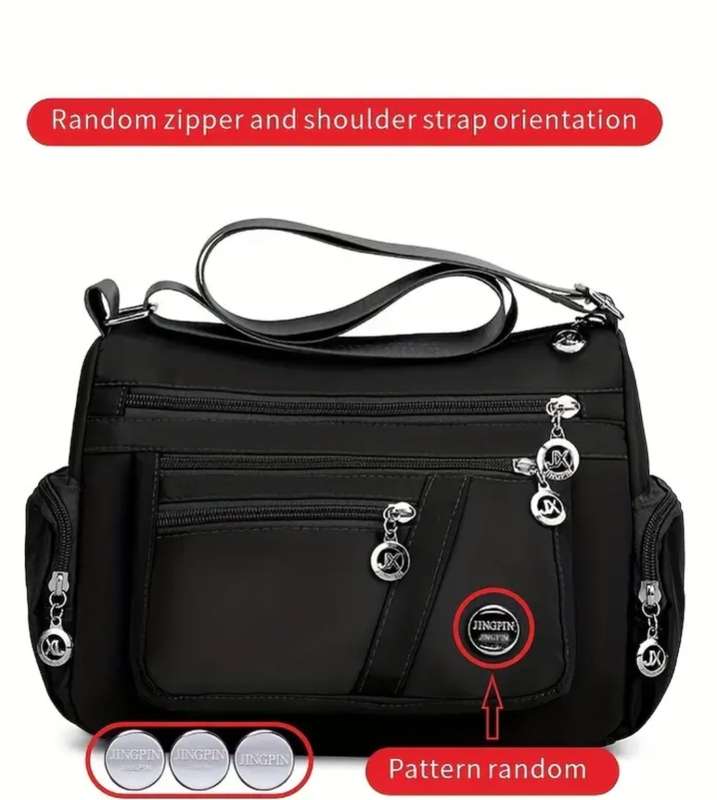 Waterproof Nylon Shoulder Bag, Solid Color Crossbody Bag For Hanging Out & Daily Use