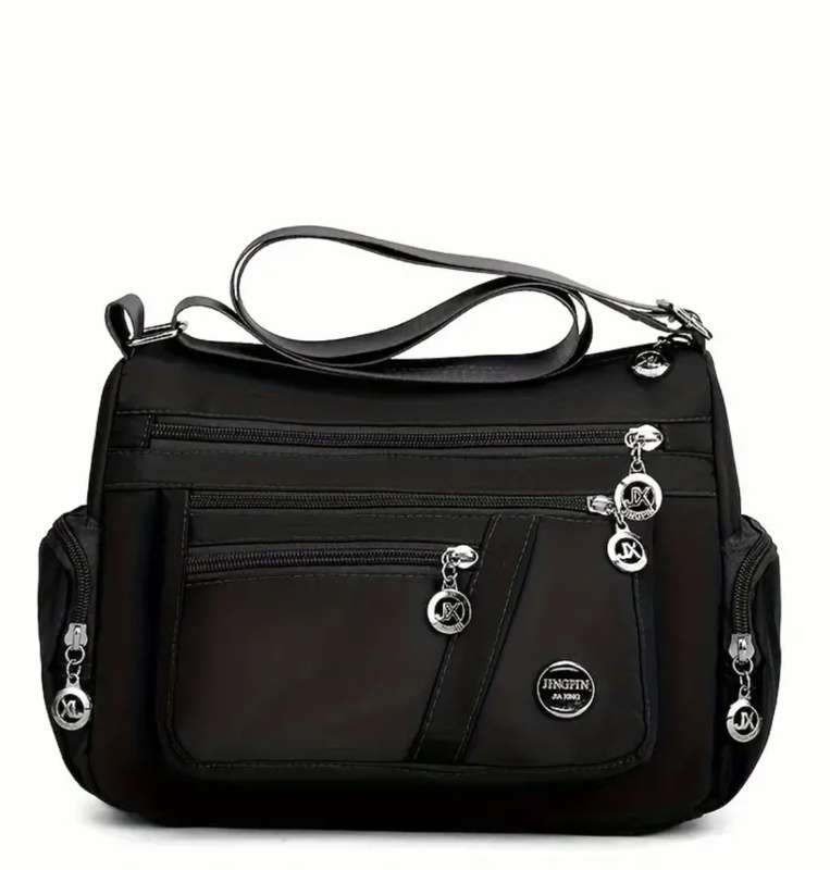 Waterproof Nylon Shoulder Bag, Solid Color Crossbody Bag For Hanging Out & Daily Use