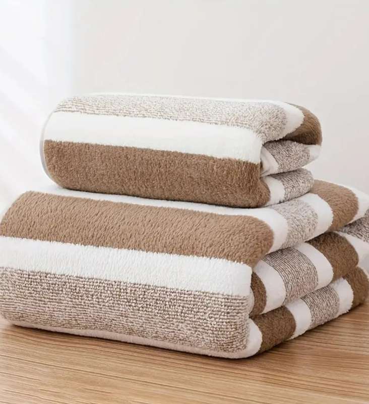 Striped Towel Set - Ultra-Fast Quick-Dry, Super Absorbent, Plush, and Durable