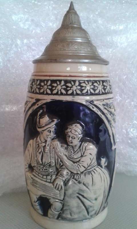 Large German Tankard with Lid - Marked DBGM - Numbered (500) - Germany