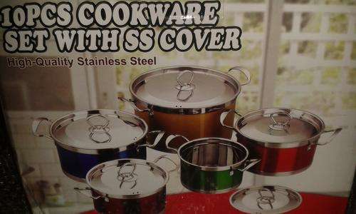 10 Pcs Metallic, High-Quality Stainless Steel Cookware Set With SS Cover
