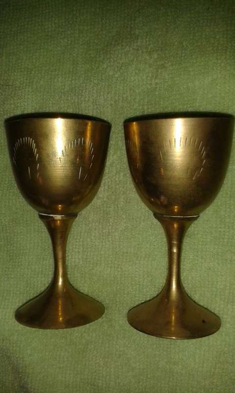 Set of 2 Brass Goblets