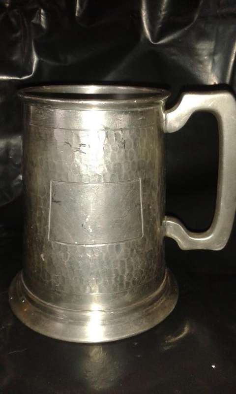 Vintage Pewter War Beer Mug With Glass Bottom