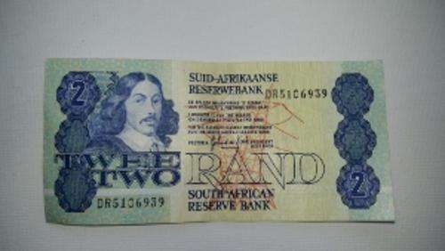 TWO RAND NOTE / SIGNED BY GERHARD DE KOCK
