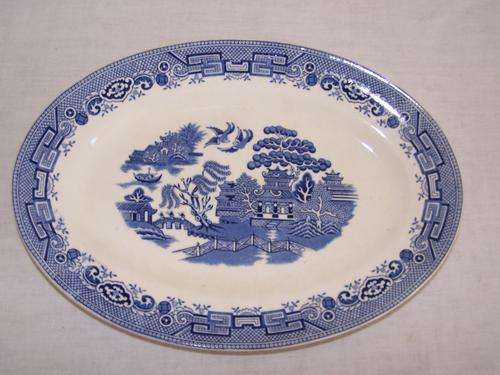 oval willow pattern plate
