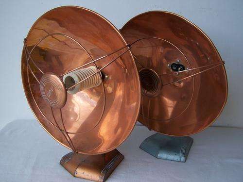 pair GEC heaters - copper reflector bowls !!!