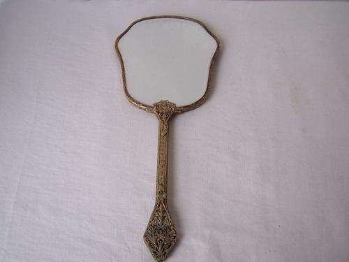 brass hand mirror ... bevelled !!!