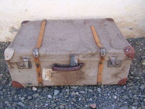 ribbed suitcase ... bit battered !!!