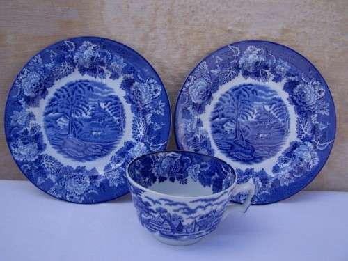 2 plates & cup ... Enoch Woods English Scenery !!!