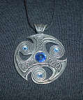 exclusive pewter pendant with blue Swarofsky crystals