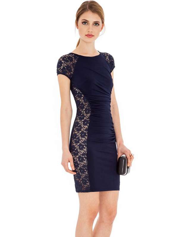 Lace Panel Mini Dress  SIZE   M / L