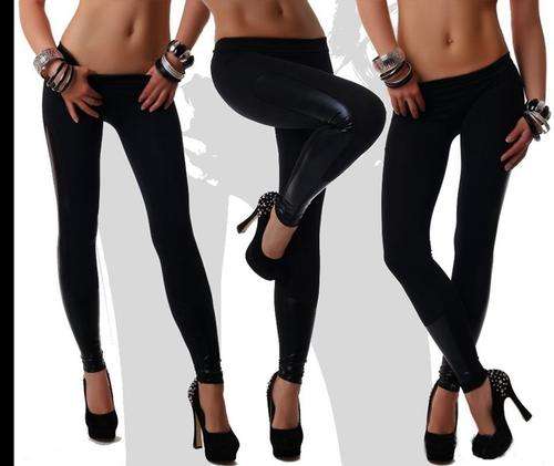 Leather affect inserted leggings    ONE SIZE
