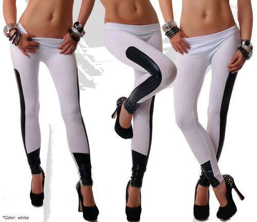 Leather affect inserted leggings    ONE SIZE