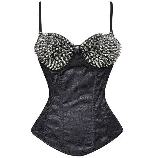 Steampunk Skull Silver Rivet Studded Corset   S,M,L,XL,2XL
