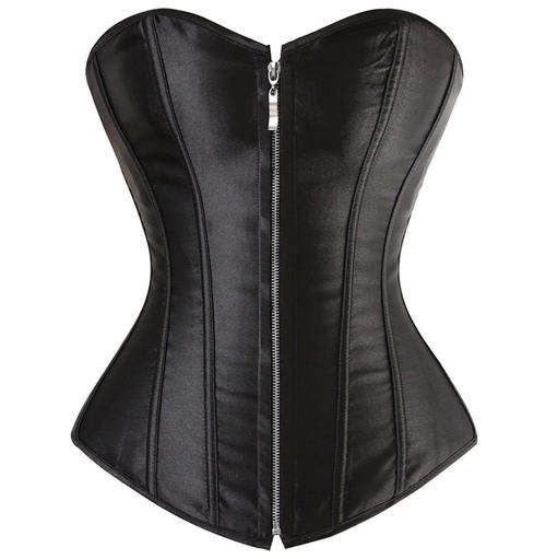 Classic Satin Corset With Zipper Front  S,M,L,XL,2XL