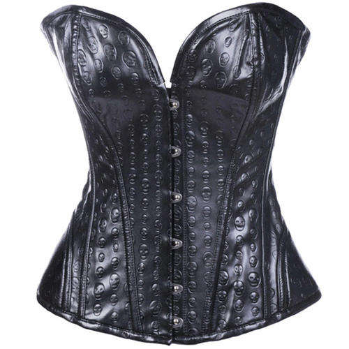 Skull Print Leather Steel Boning Corset    S,M,L,XL,2XL