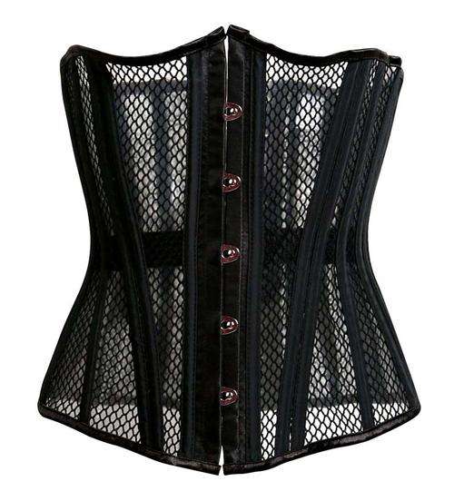 26 Steels Elastic Fish Net Busk Closure Bustier Corset   S,M,L,XL,2XL