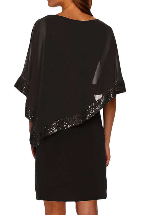 Sequined Poncho Mini Dress - S/M/L/XL