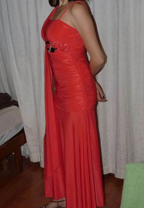 Evening dress/gown in coral
