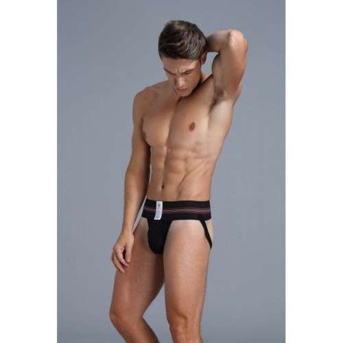 European Classic Design High-Rise Black Jockstrap - S/M