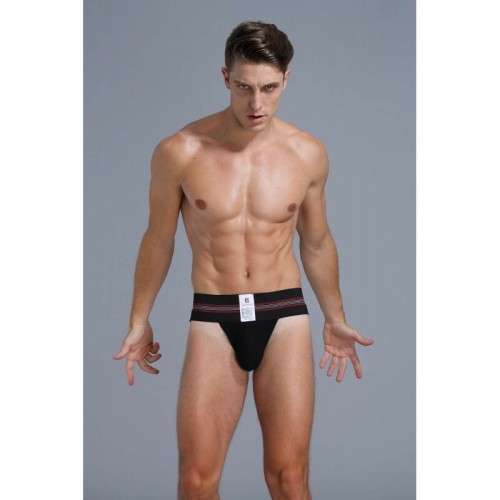 European Classic Design High-Rise Black Jockstrap - S/M