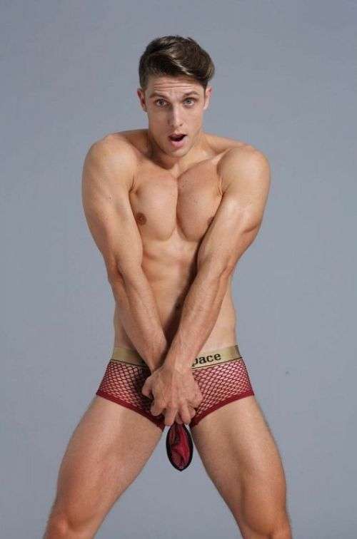 Mesh Boxer With Open Back and Removable Penis Pouch - Red S/M (In Stock)
