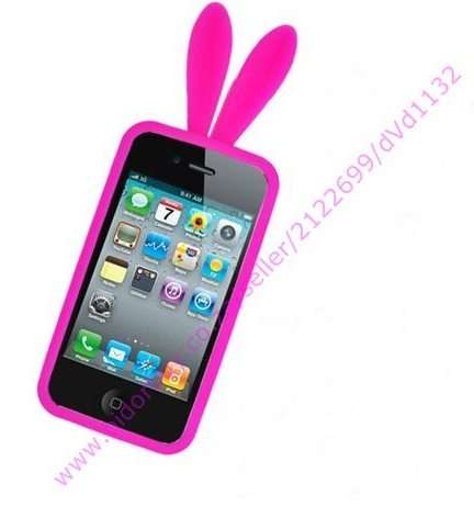 Silicone Protective Case for iPhone 4/4S (Pink Bunny Ears) (In Stock)